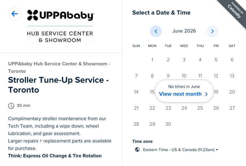 UPPAbaby Calendly — No slots until July